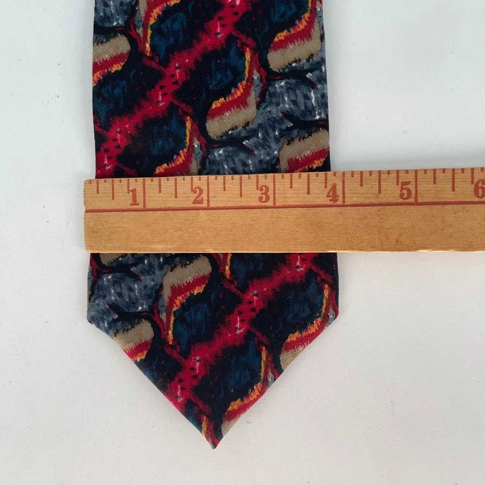 J. Garcia Mens Silk Tie Collection Four Van Gogh's Tree Abstract Red Blue Grey